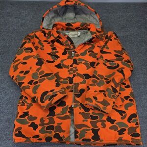 Vintage Johnson Garment Camo Jacket Mens XL Orange Quilted Lined Hunting USA
